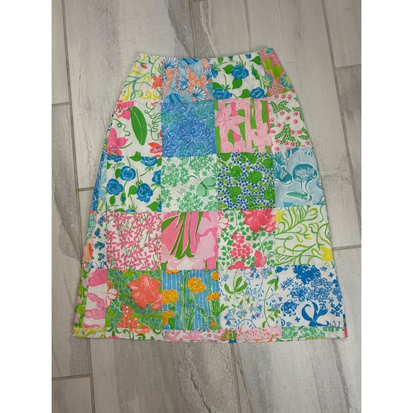 Lilly Pulitzer Dresses & Skirts - Vintage Lilly Pulitzer Patchwork Skirt Multi Color Floral Print Midi W3153-19 8